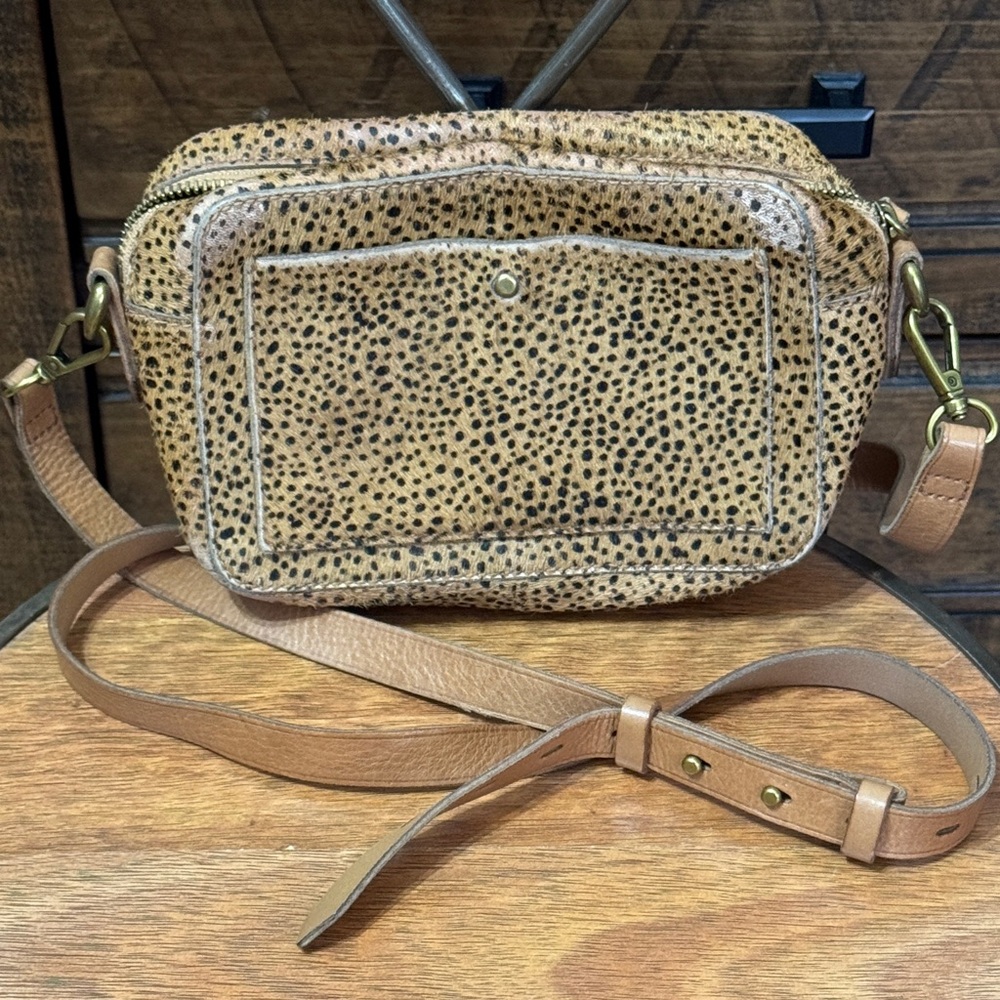 Dyed Calf Hair, cow leather trim, Crossbody Bag